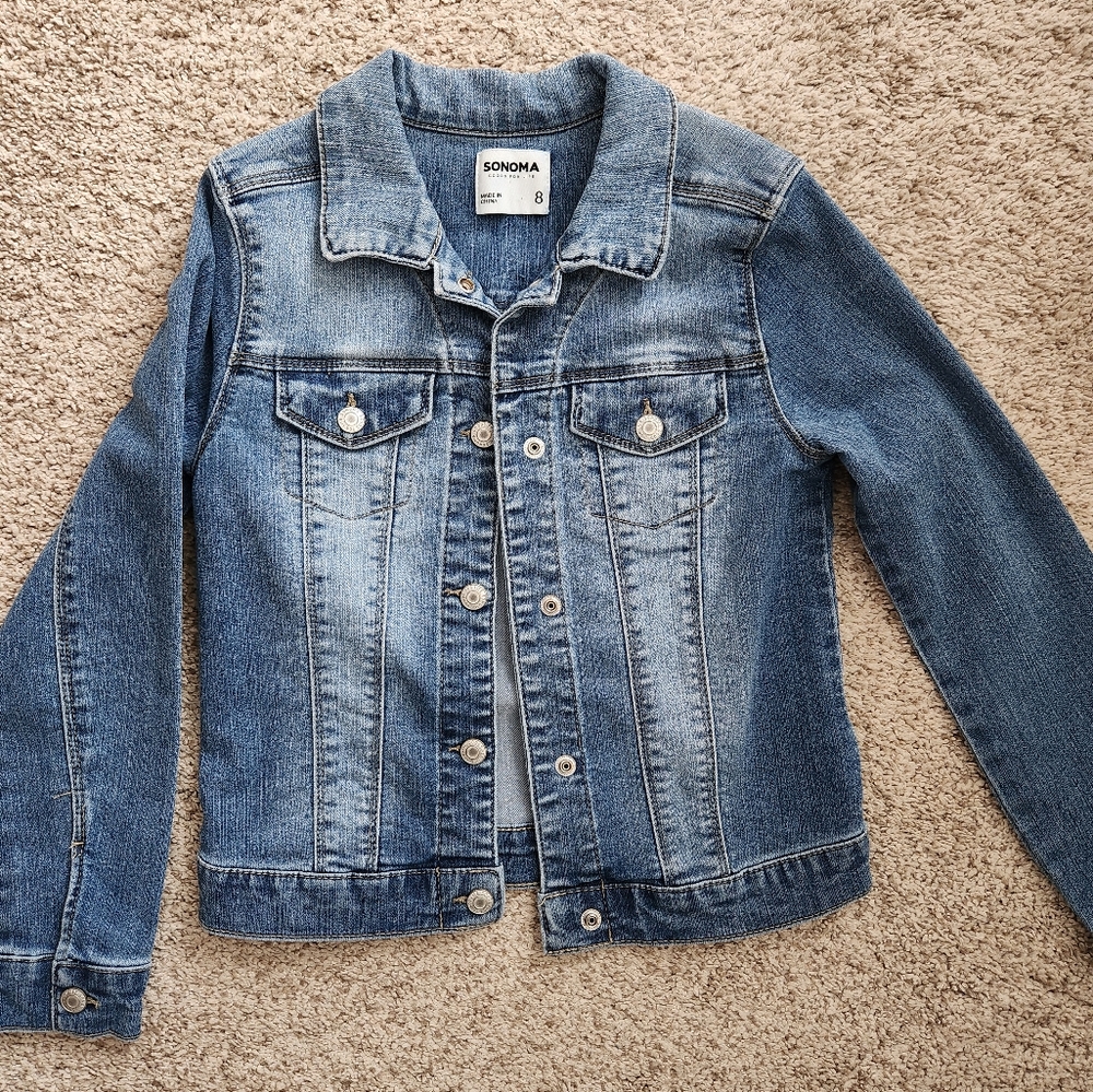 Girls dark wash with fading Jean jacket